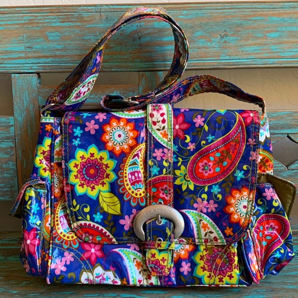 Kalencom New Orleans Laminated Diaper Bag Tote Bright Paisley Floral